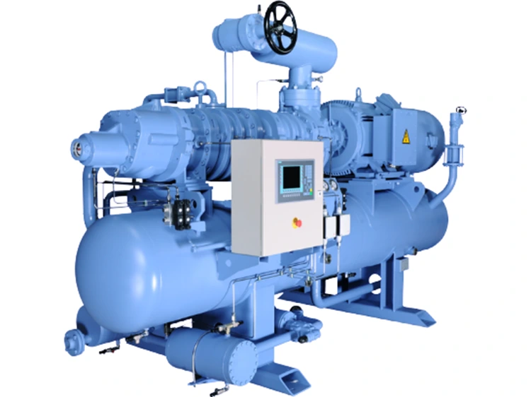 Unidade de compressor de refrigeração de parafuso de dois estágios tipo aberto